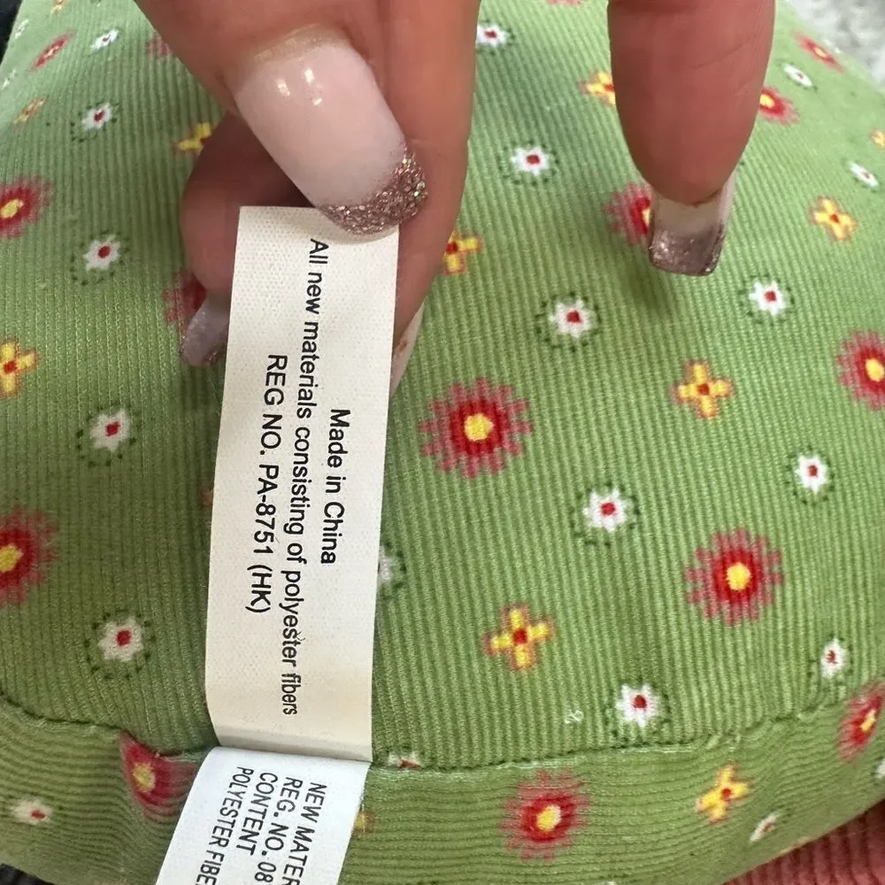 Pottery Barn Kids Set of 2 Brooke Owl Decorative Pillows Pink Green Corduroy